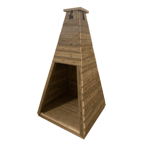 Wooden teepee for sensory garden